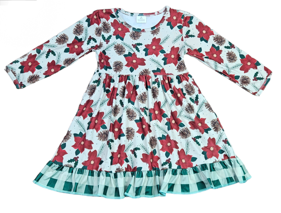 Winter Vibes Long Sleeve Ruffle Milk Silk Dress