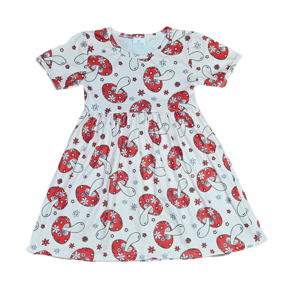 Mushroom Short Sleeve Milk Silk Dress