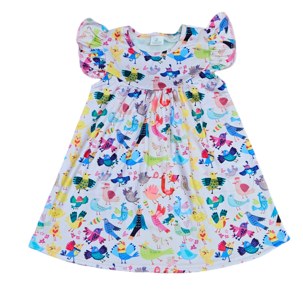 Birds Of A Feather Milk Silk Flutter Dress