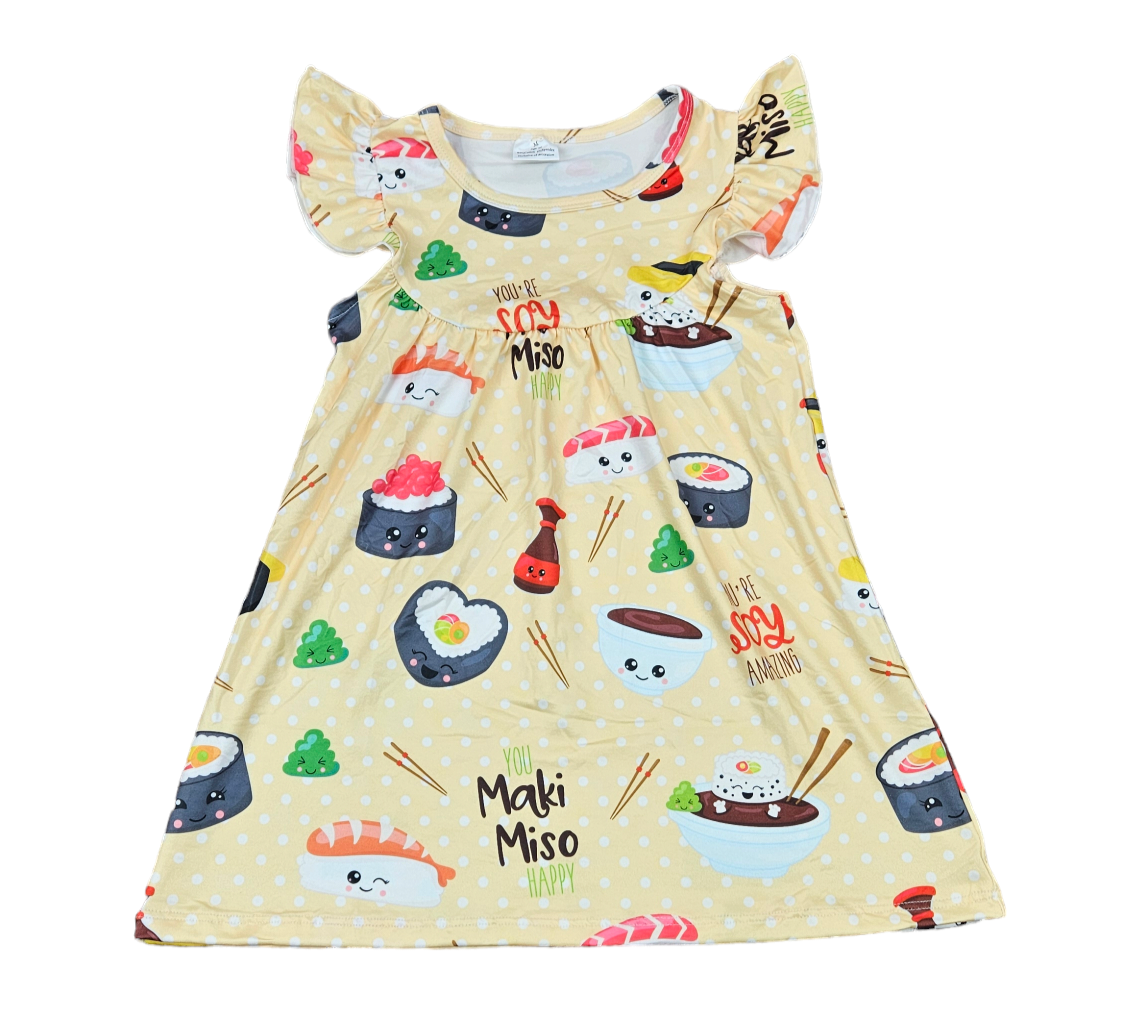 Sushi Milk Silk Flutter Dress