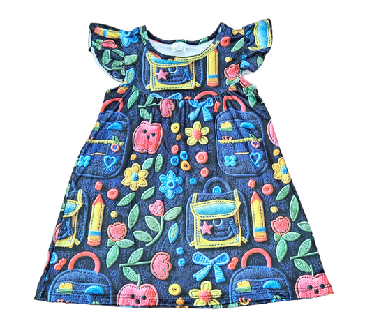 Stitched Back To School Milk Silk Flutter Dress