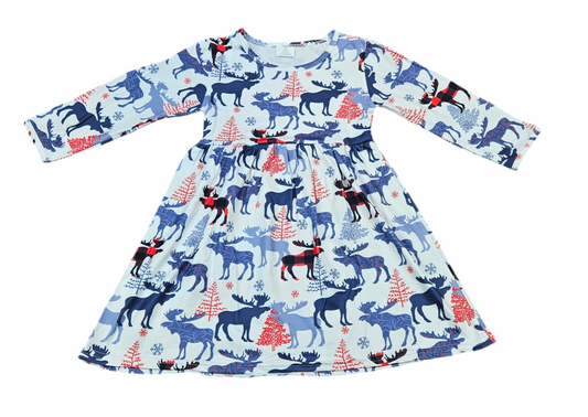 Moose Long Sleeve Milk Silk Dress