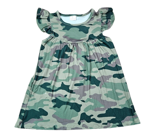 Camo Oops Milk Silk Flutter Dress