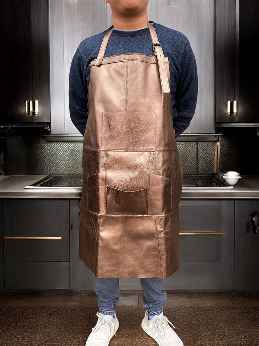 Brown Foil Leather Apron