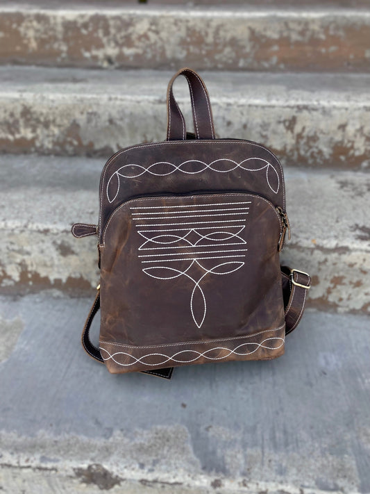 Mini Vintage Leather BootStitch Backpack