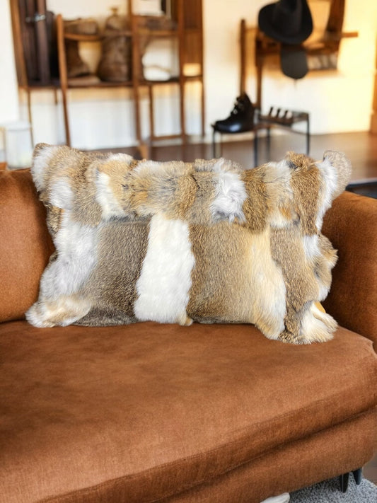 Tan & White Rabbit Lumber Pillow
