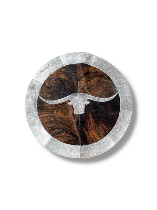 Highland Cow Round Cowhide Patchwork 3’
