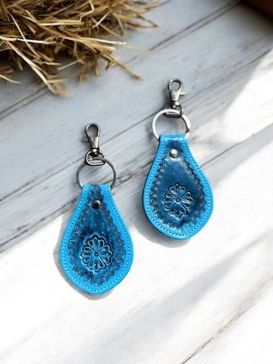Turquoise Tooled Leather Keychains
