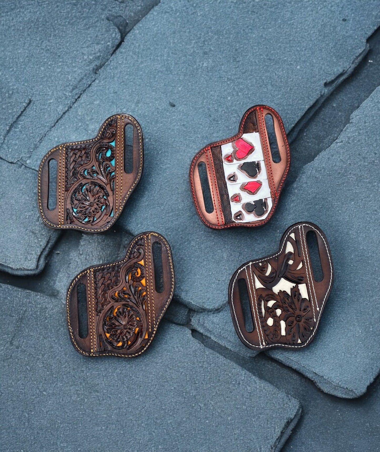 Tooled Leather Sheeth Turquoise