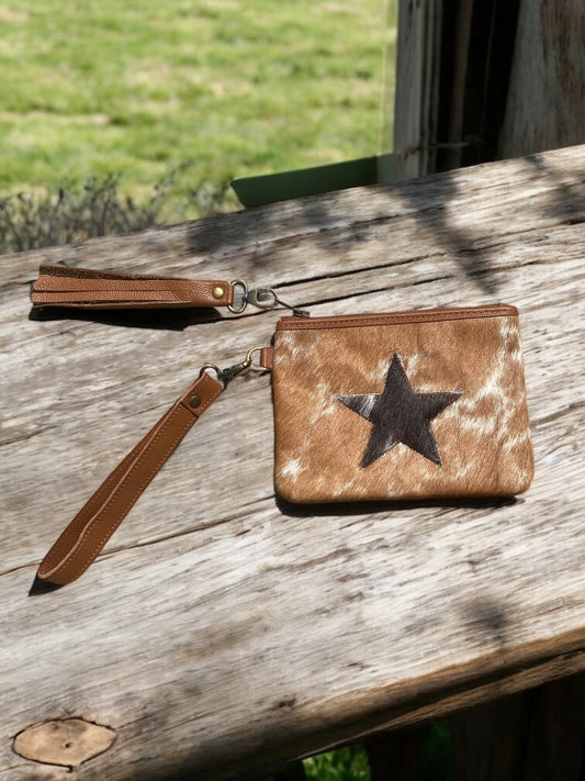 Star Cowhide Wristlet