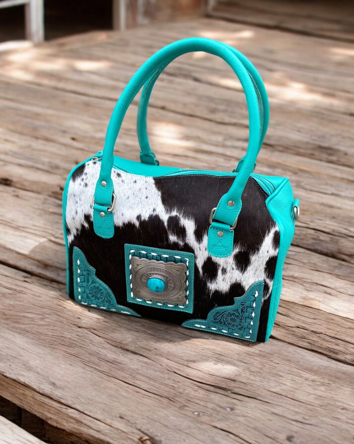 Turquoise Speedy Cowhide Conchos