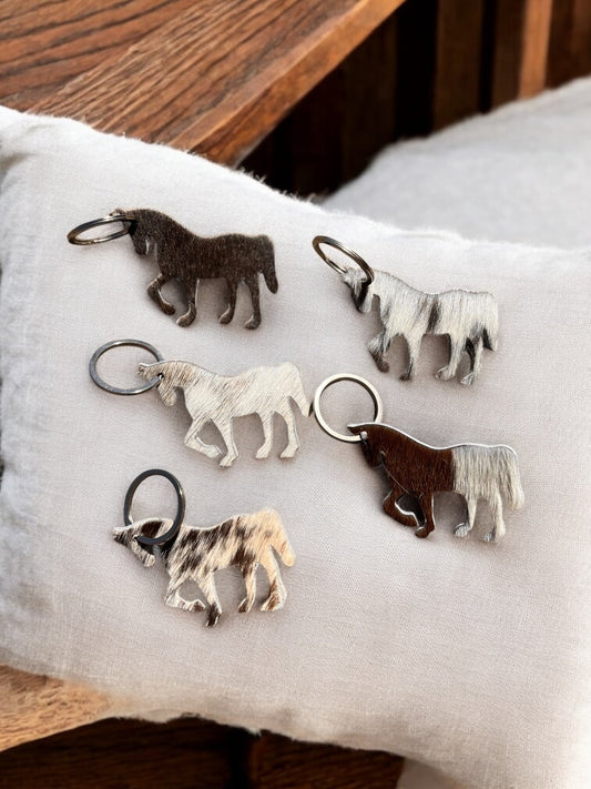 Horses Cowhide Keychains