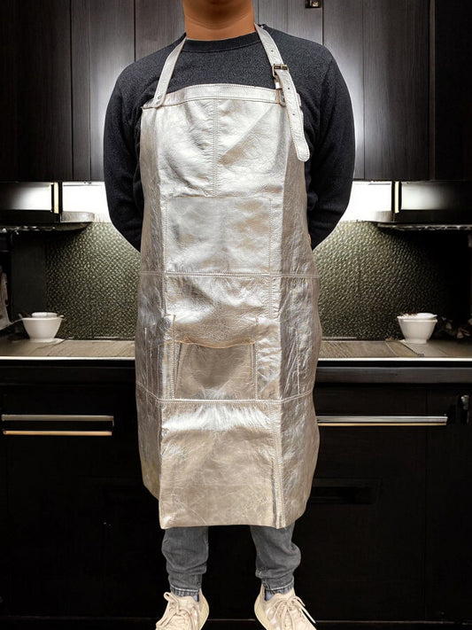 Silver Foil Leather Apron