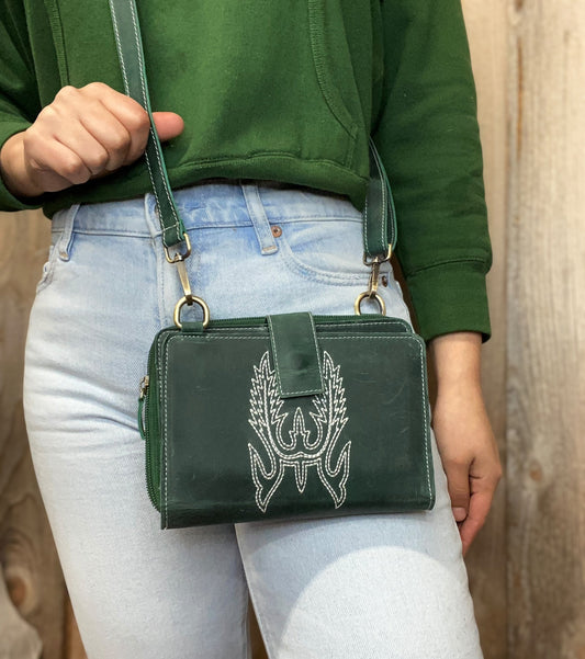 Emerald Beck Rustic Leather Clutch Crossbody