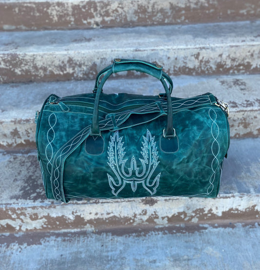 Emerald Rustic Leather Beck Duffle Bag