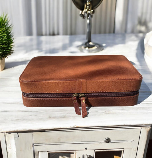 Brown Leather Jewelry Case