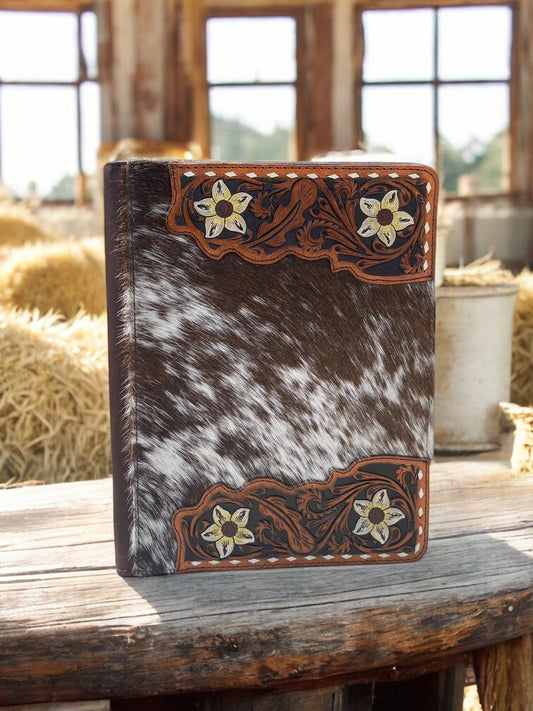 Floral Cowhide & Tooled Leather Planner