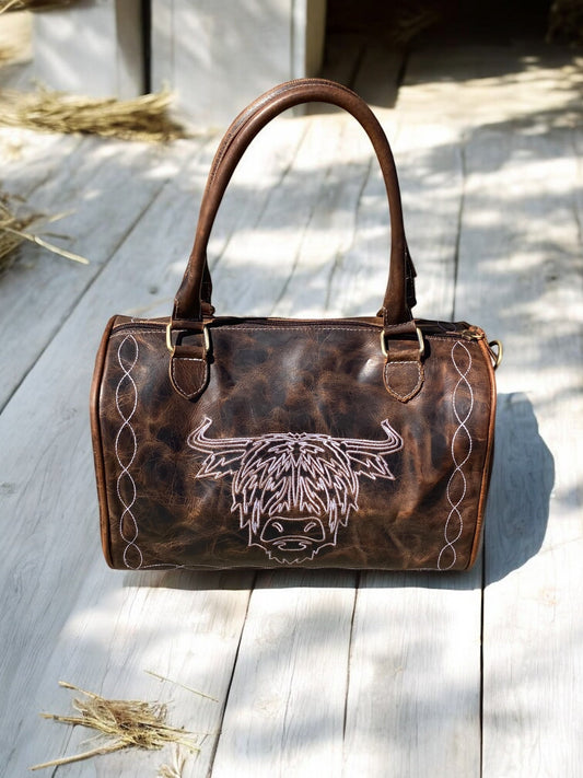 Highland Cow Vintage Leather Speedy Bag