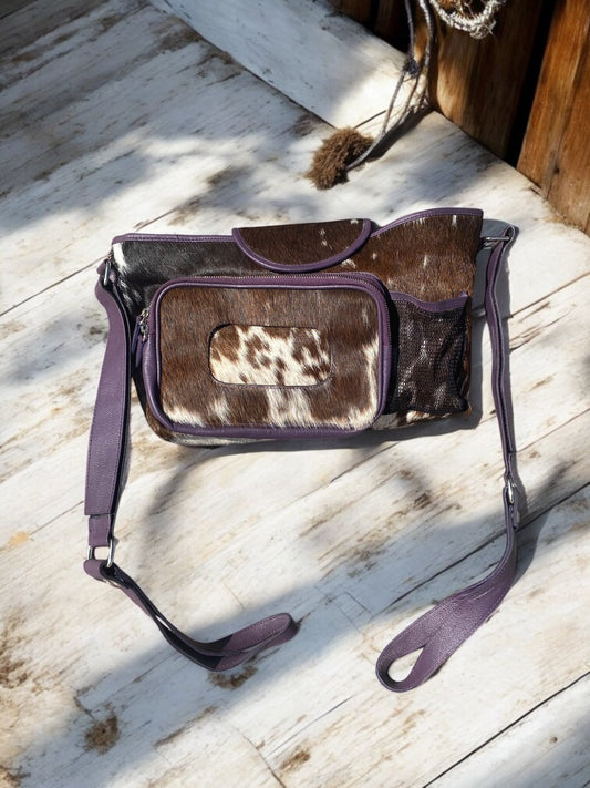 Purple Cowhide Stroller Bag
