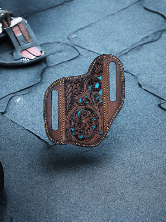 Tooled Leather Sheeth Turquoise