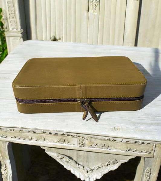 Olive Leather Jewelry Case
