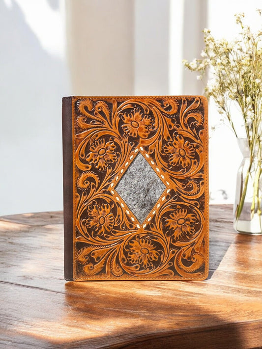 Diamond Cowhide & Tooled Leather Planner