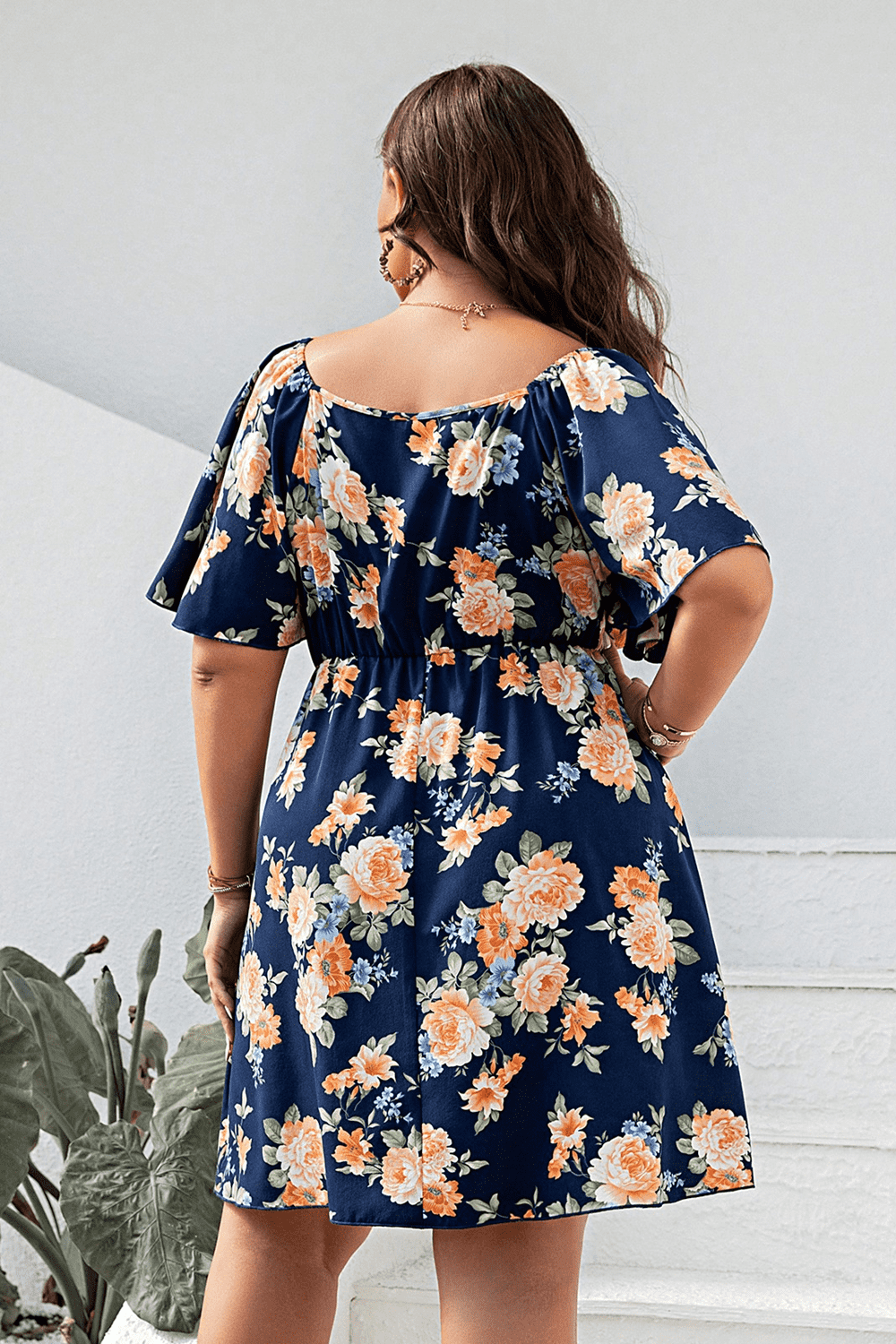 Plus size floral mini dress