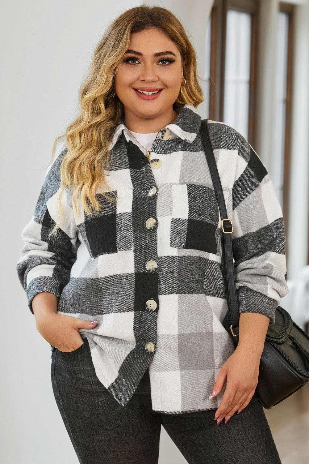Plus size plaid jacket - chic style