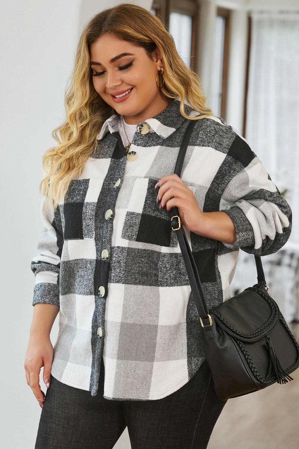 Plus size plaid jacket - chic style