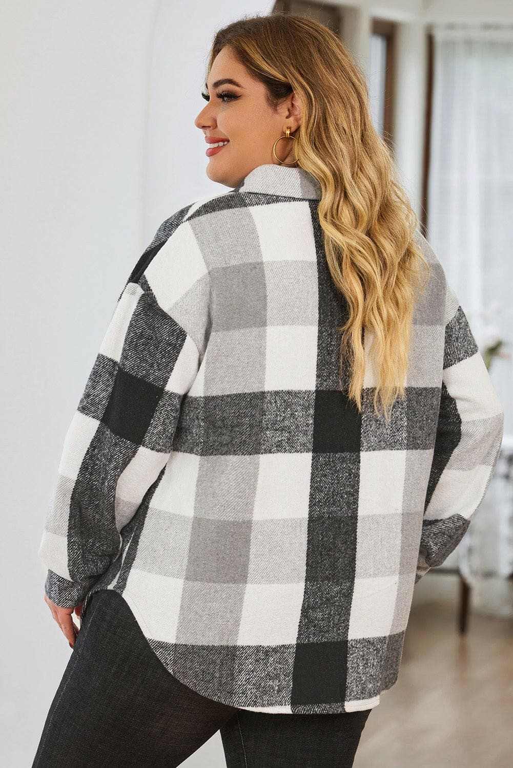 Plus size plaid jacket - chic style