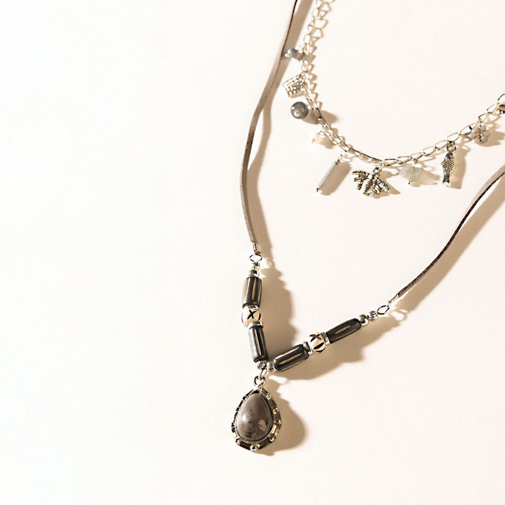 Wandererâ€™s Wish Necklace in Coal Silver