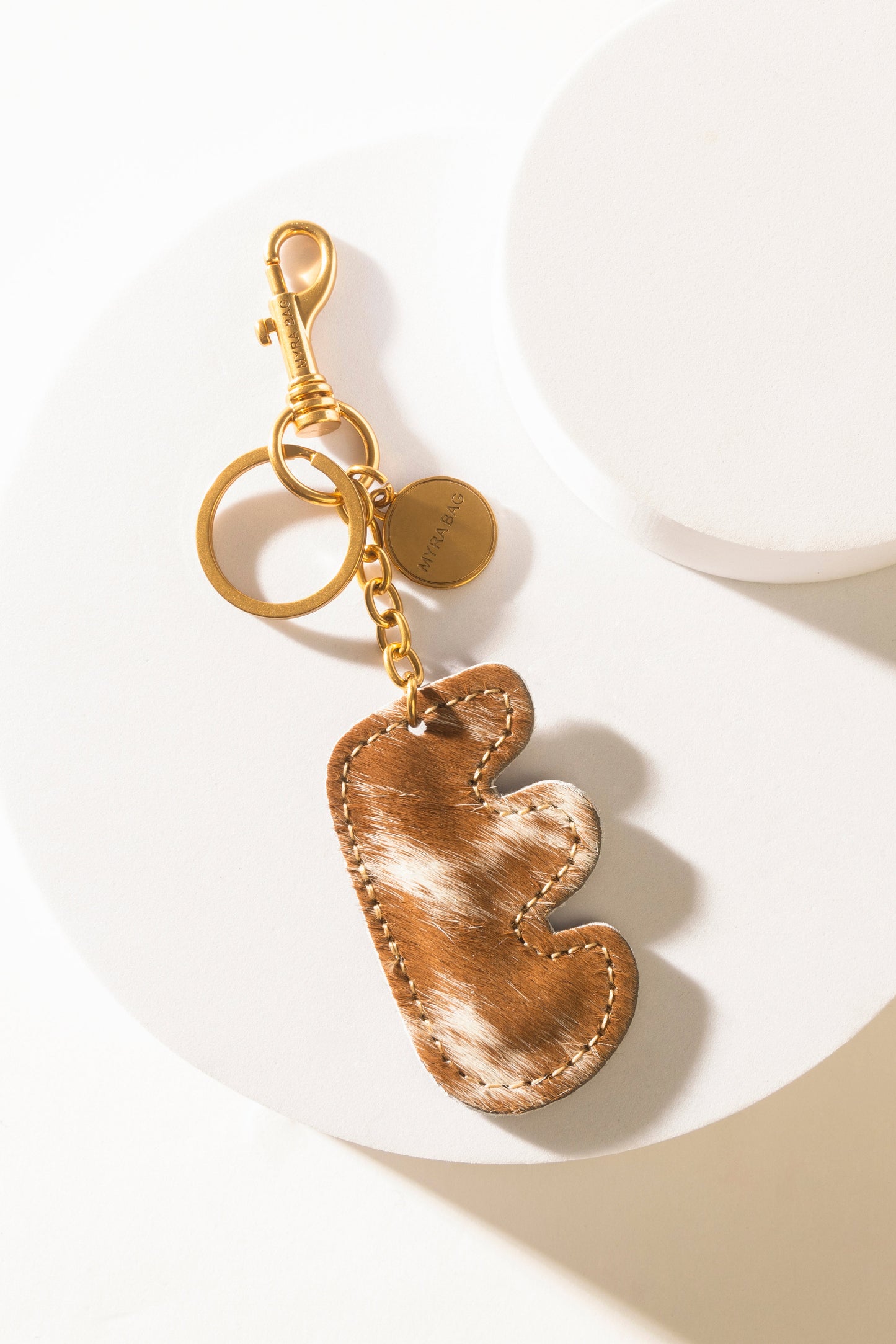 Alpha Hairon Bag Charm in Brown & White