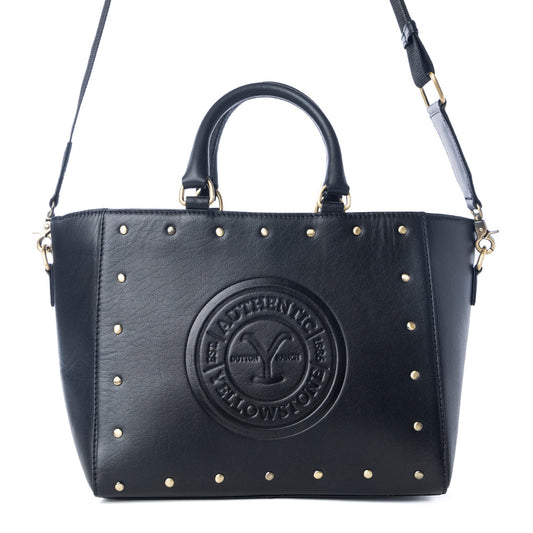Yellowstone Valley Soul Studded & Embossed Tote Leather Bag in Ash