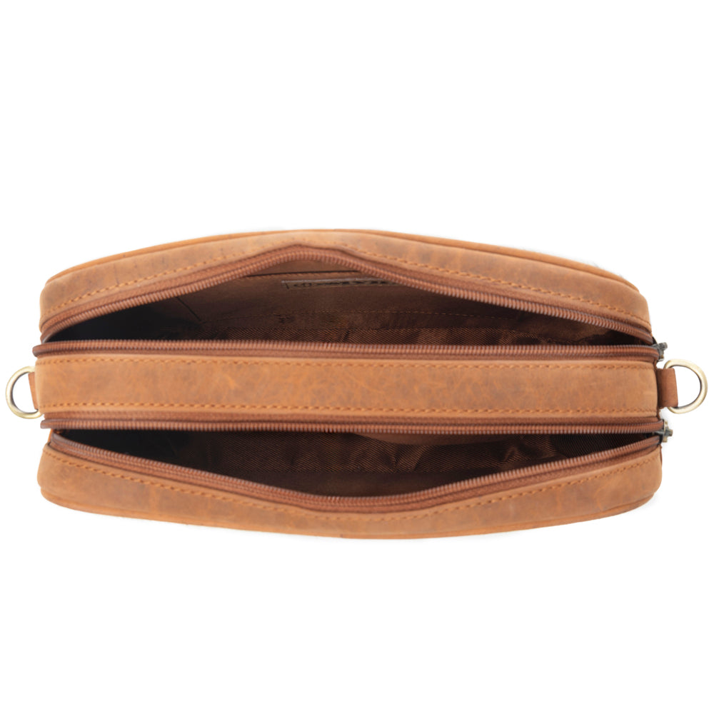 Myra Spade Valley Hairon Leather Bag in Brindle Brown