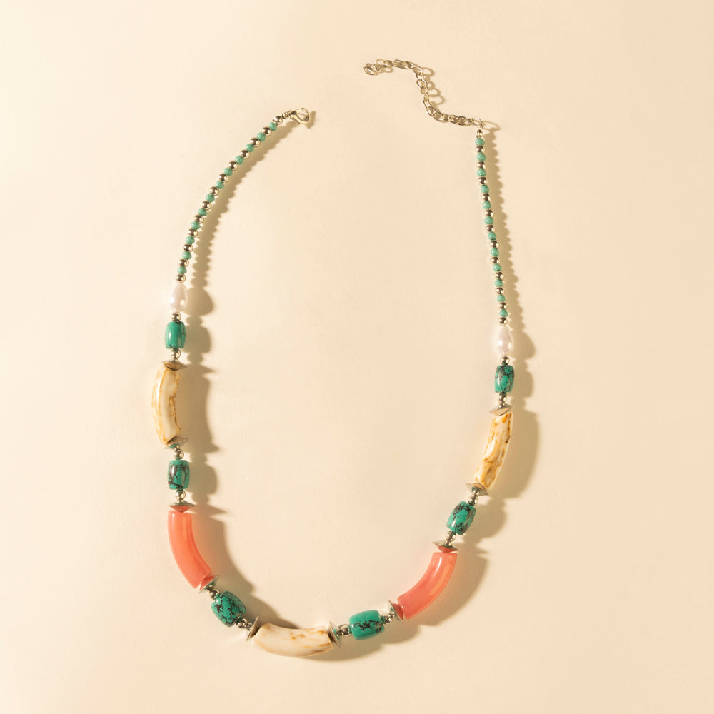 Myra Amber Fire and Blue Sky Necklace in Turquoise