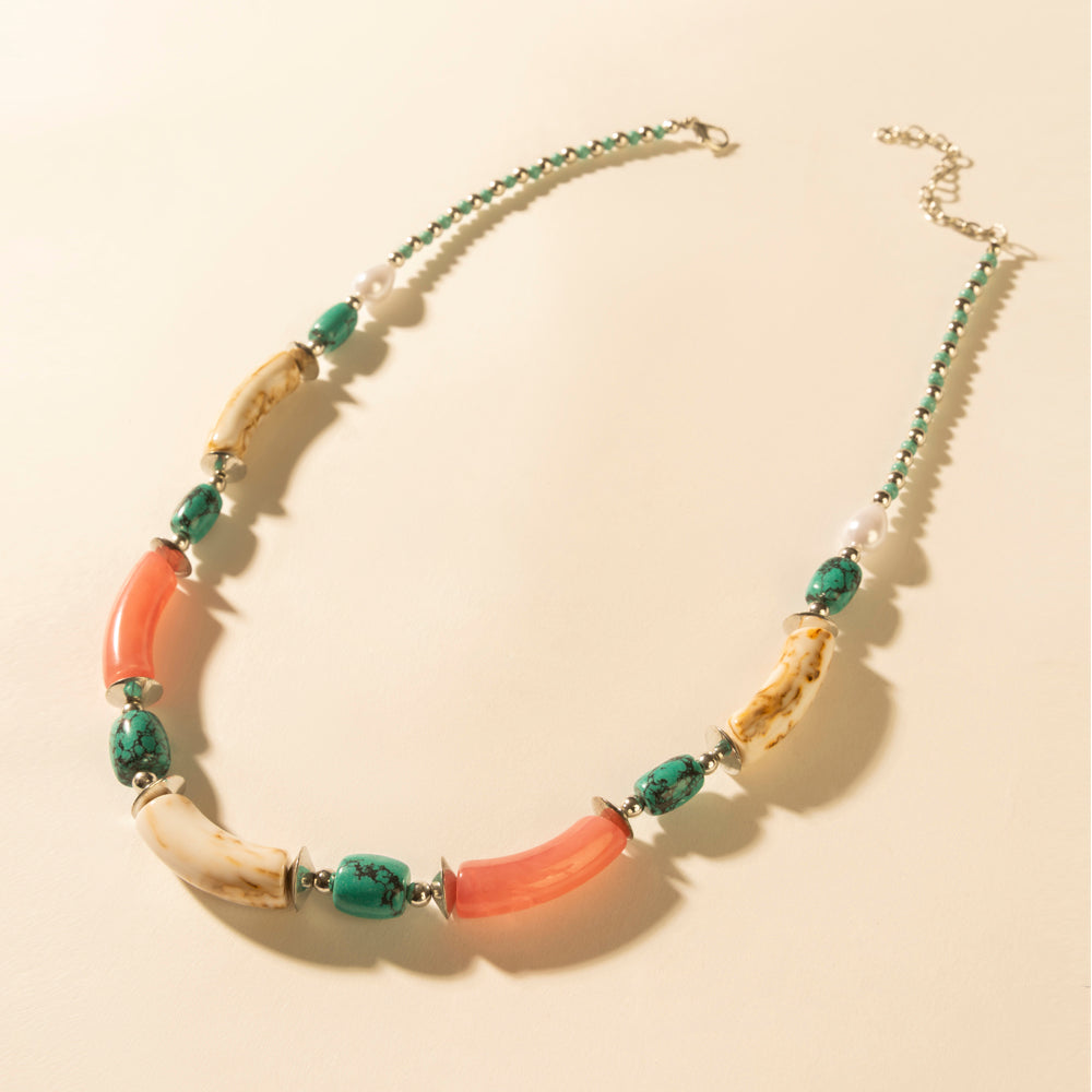 Myra Amber Fire and Blue Sky Necklace in Turquoise