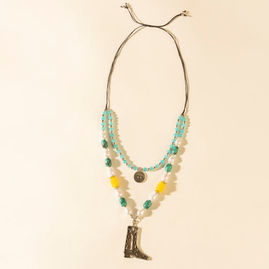 Myra The Long Walk Layered Necklace in Turquoise