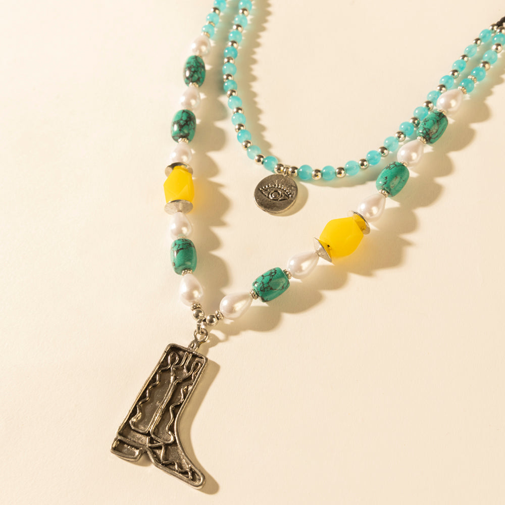 Myra The Long Walk Layered Necklace in Turquoise