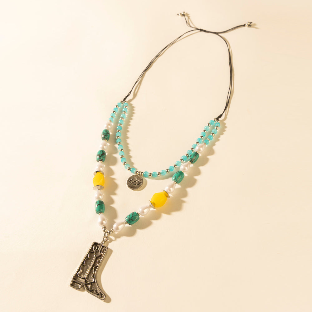 Myra The Long Walk Layered Necklace in Turquoise