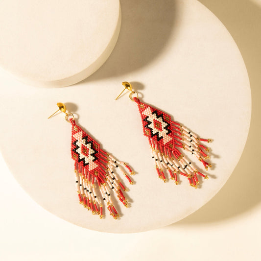 Myra Starfall Fringe Earrings in Rust Ember