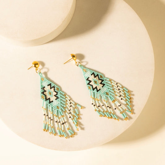 Myra Starfall Fringe Earrings in Turquoise