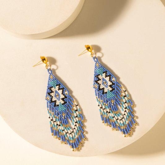 Myra Starfall Fringe Earrings in Cobalt Horizon