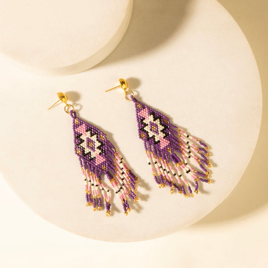 Myra Starfall Fringe Earrings in Wildberry