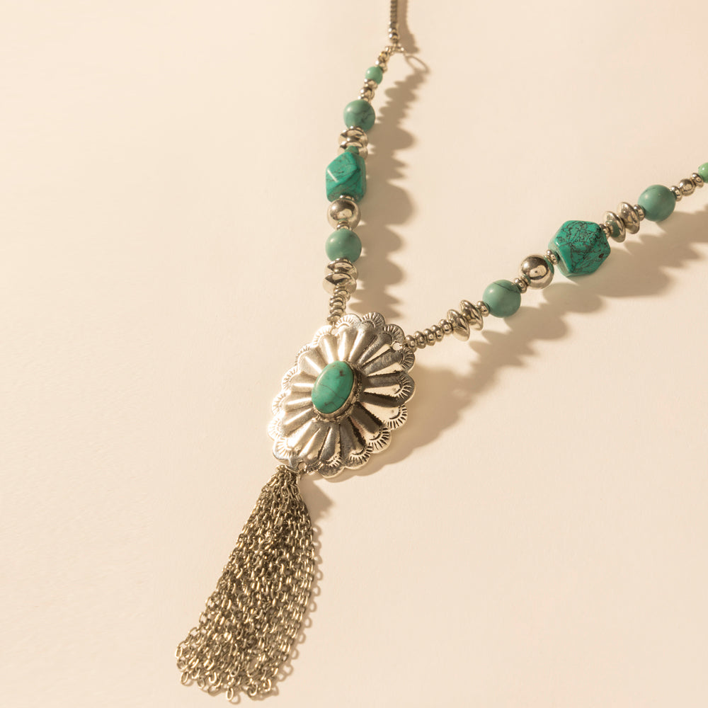 Myra Relic Pendant Necklace in Turquoise Vein
