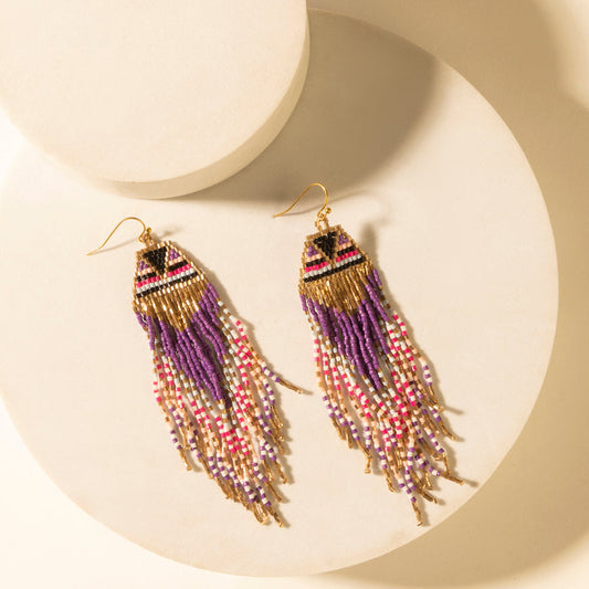 Myra Fiesta Fringe Earrings in Violet Smoke