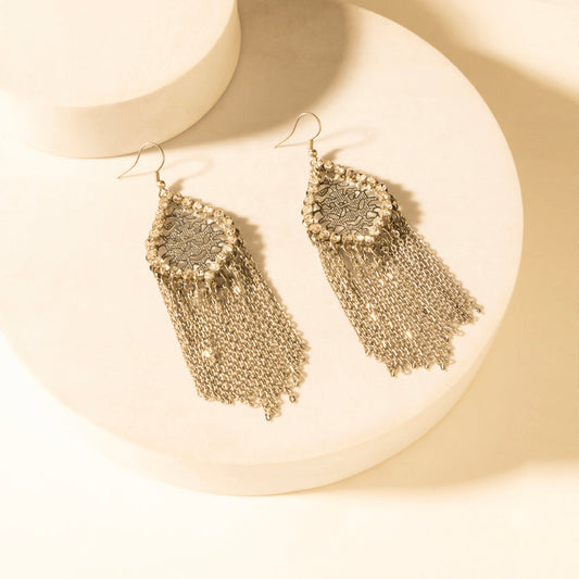 Myra Stormtrail Fringe Earrings in Antique Frost