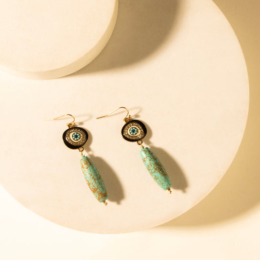 Myra Trail Halo Earrings in Turquoise Stone