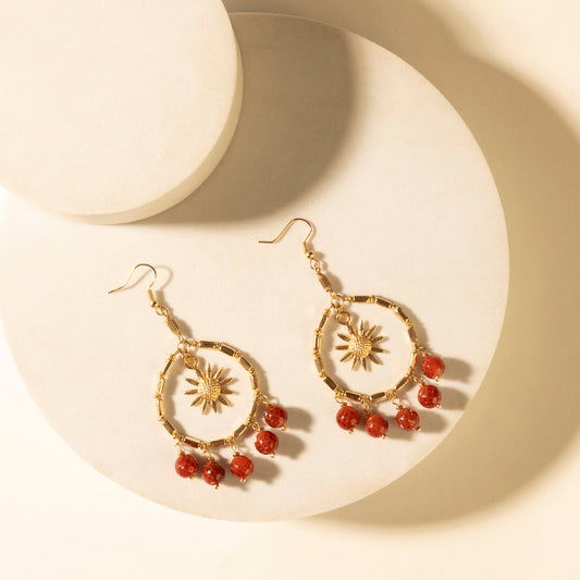 Myra Red Mesa Sun Hoop Earrings in Burnished Tan