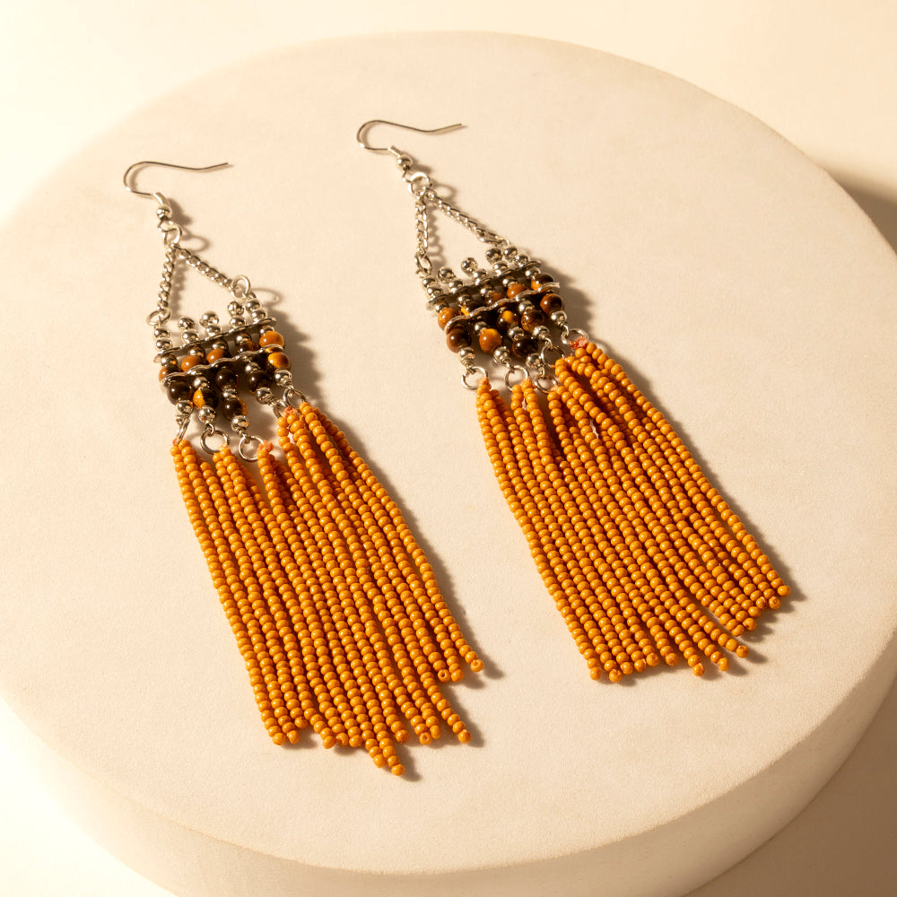 Myra Rustglow Fringe Earrings in Sunbaked Amber