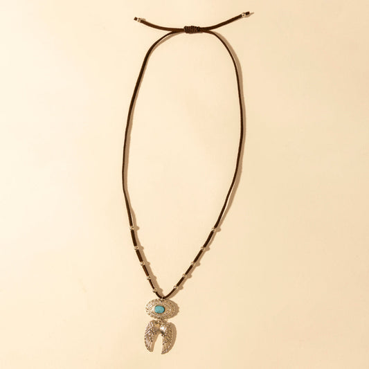 Myra Windspur Feather Necklace in Desert Turquoise